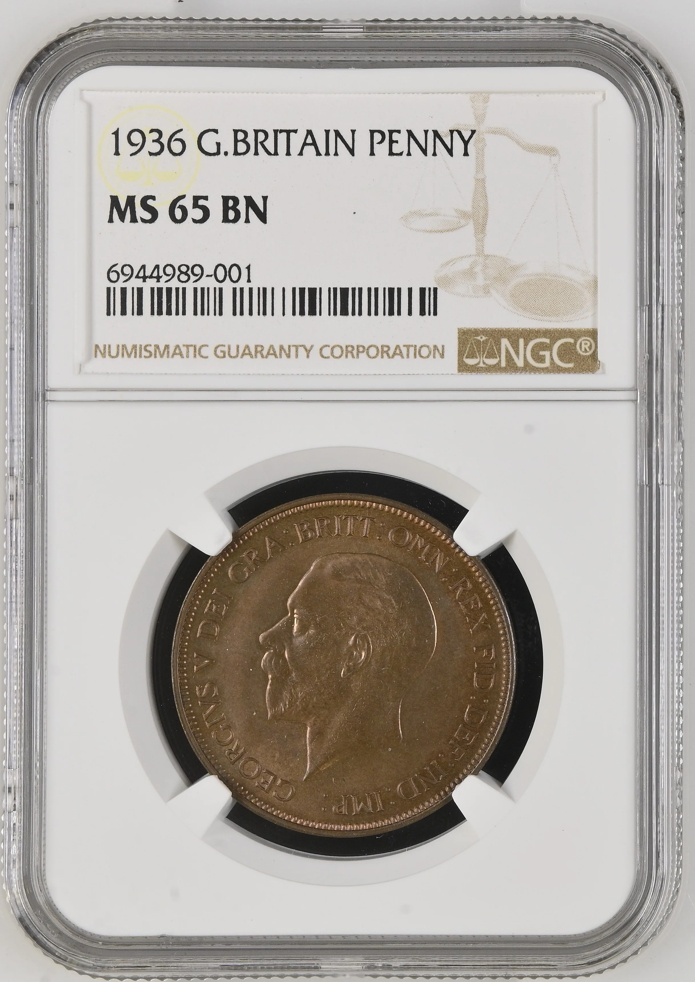 1936 George V Penny – NGC MS 65 BN