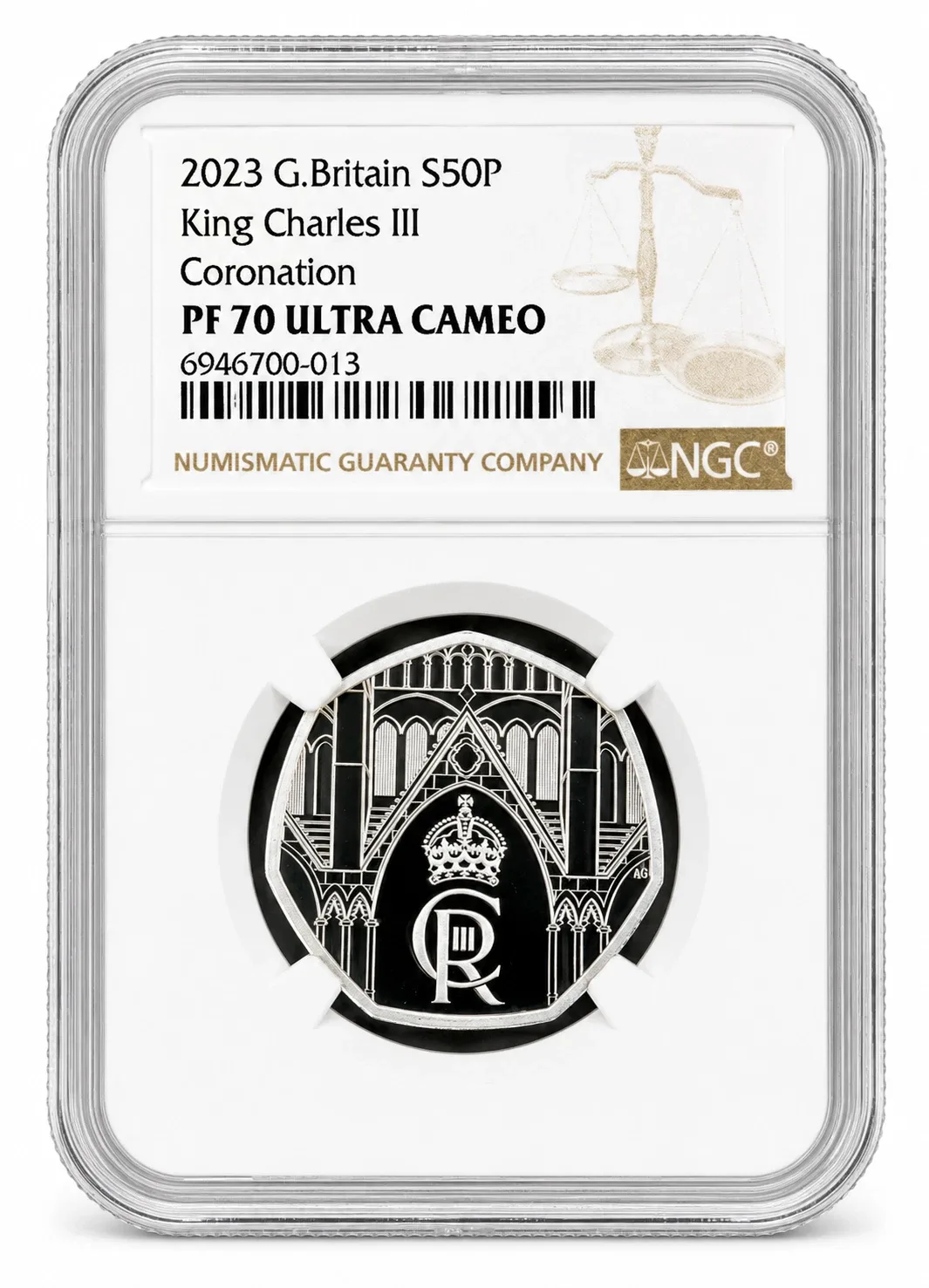 NGC PF 70 UC Graded 2023 King Charles III Coronation UK 50p Silver Proof Coin