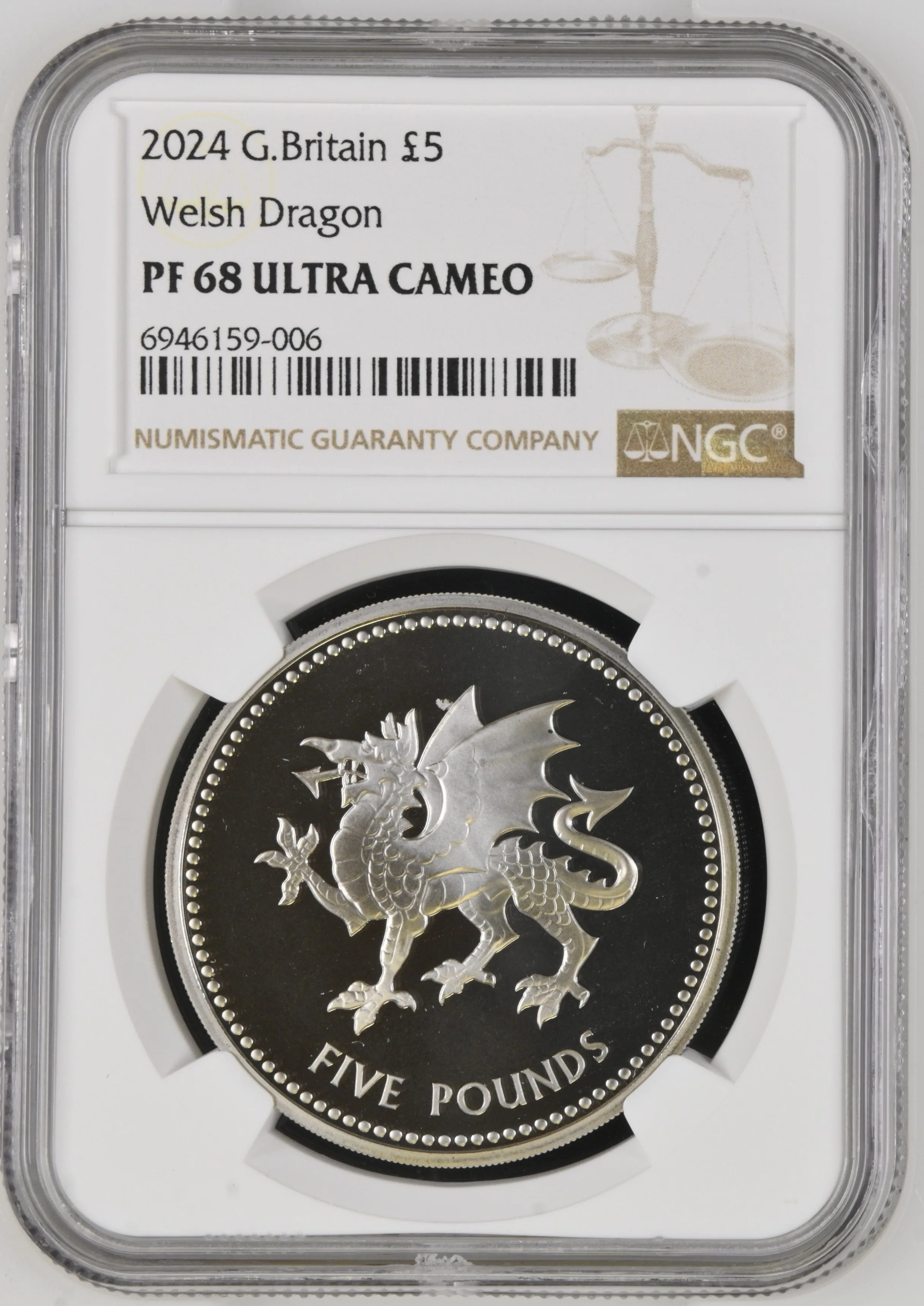 2024 Wales £5 Base Metal Proof – NGC PF 68 Ultra Cameo